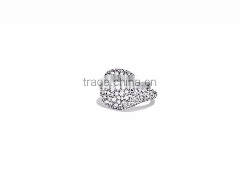 CZ Studded Rhodium Plated Fashion Ring