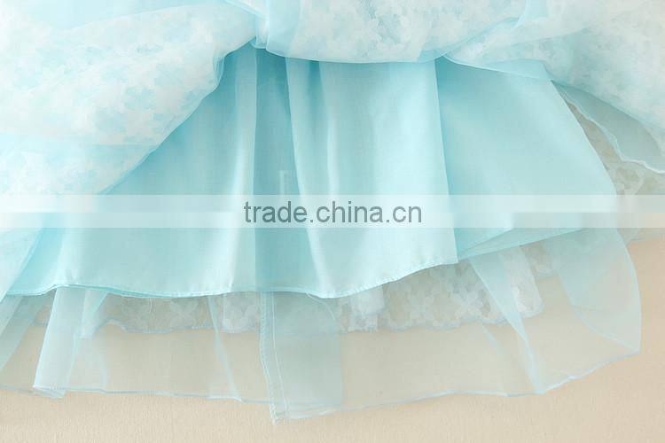 Hot selling cotton chiffon baby girl summer dress beautiful chinese dresses for children kid dresses blue