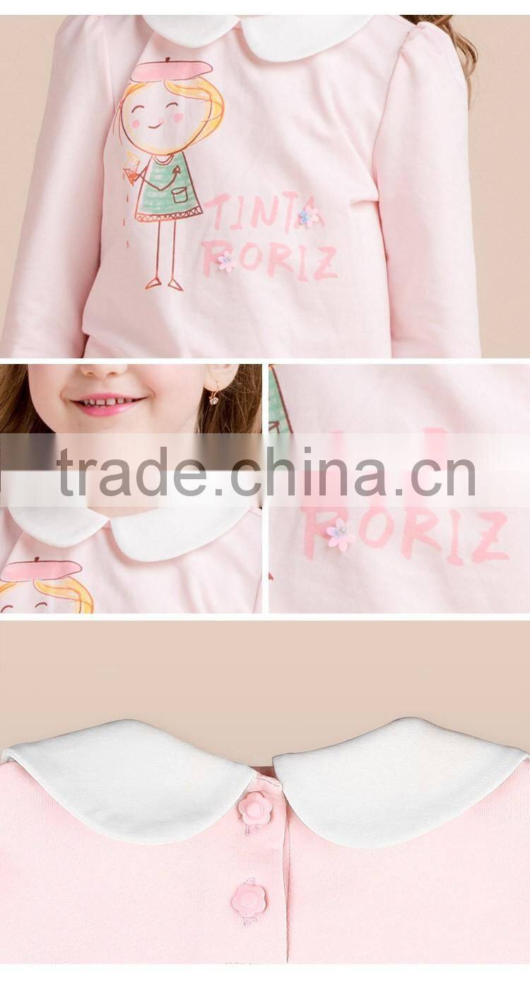 2017 Spring Girls Long Sleeve t Shirt With Cute Pattern Children Clothing Wholsale