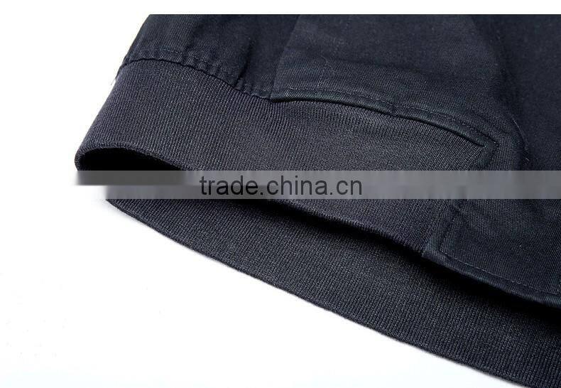 2017 Logo Custom Made Embroidered Patch Bomber Jacket 100% Polyester Black Zipper Pocket jacket