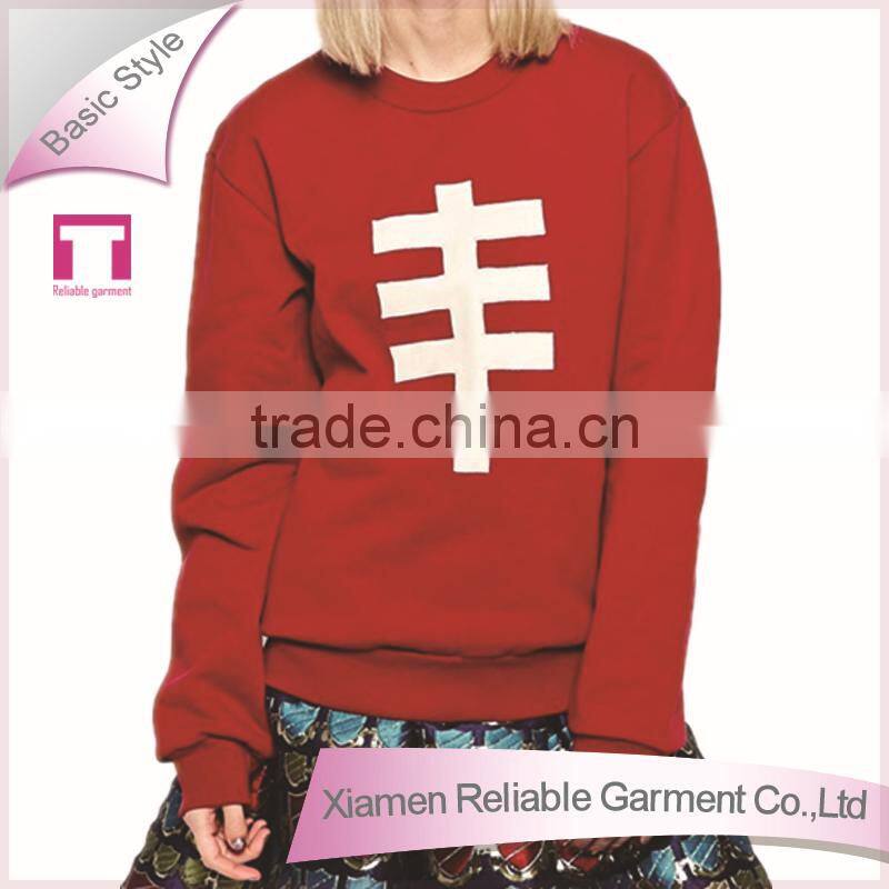 American style red printed scoop neck hoodies fo fitness