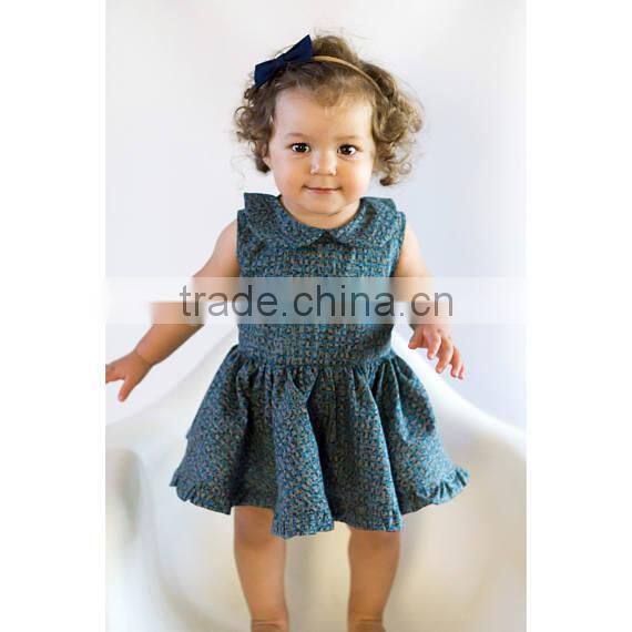 Elastic Waist Girl Child Dress Back Zipper Girls Party Dresses Detached Baby Bloomers