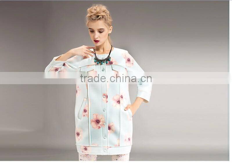 women's full print space cotton snap cardigan longline Hoodie dress/Sweatshirt
