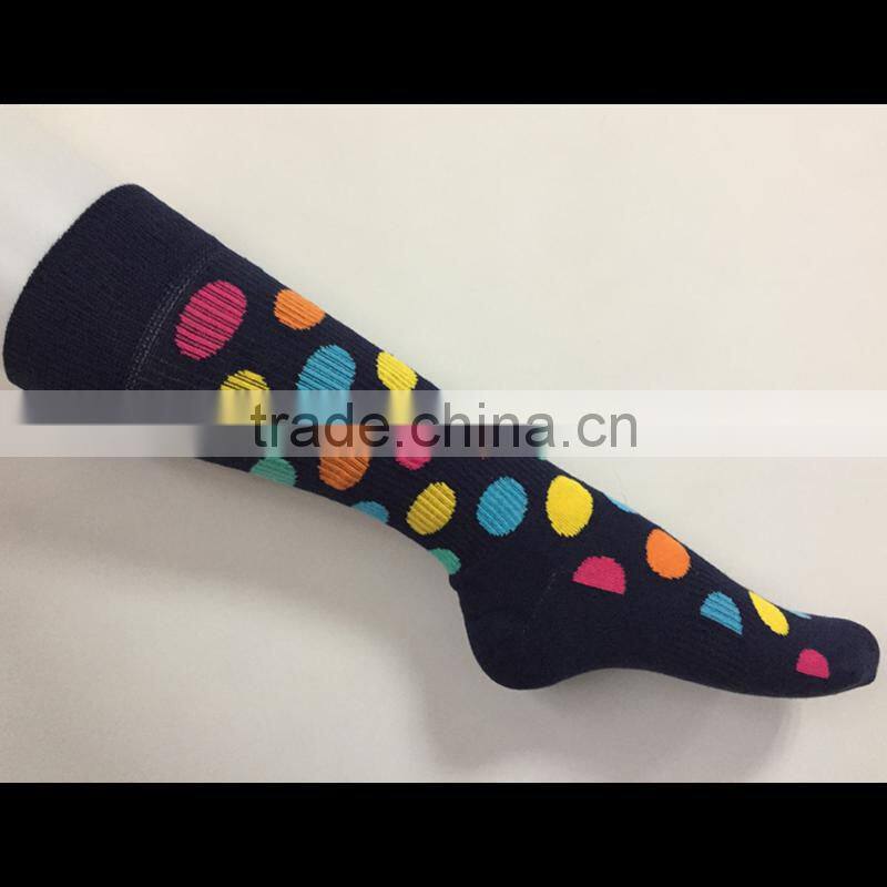 Mid-calf teen girl colorful dot jacquard full terry crew fashion tube socks women