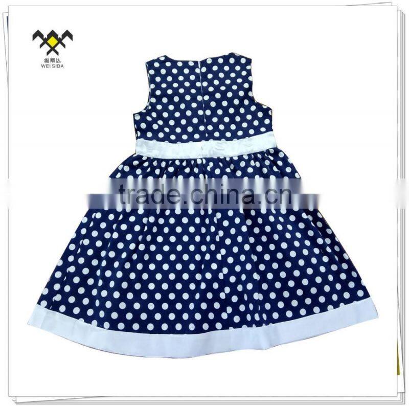 latest designs girls evening dress with blue dot printing