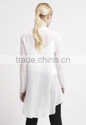 Basic long section white t shirt long sleeve fashion casual tunic