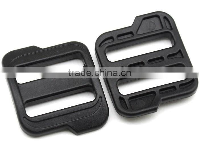 Plastic POM black Adjustable big Buckle Camping Carabiner Tri Glide slider buckles for backpack straps webbing