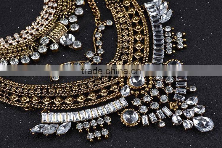 Fashion Jewelry 2016 new European and American jewelry multilayer alloy diamond necklaces pendants For Woman