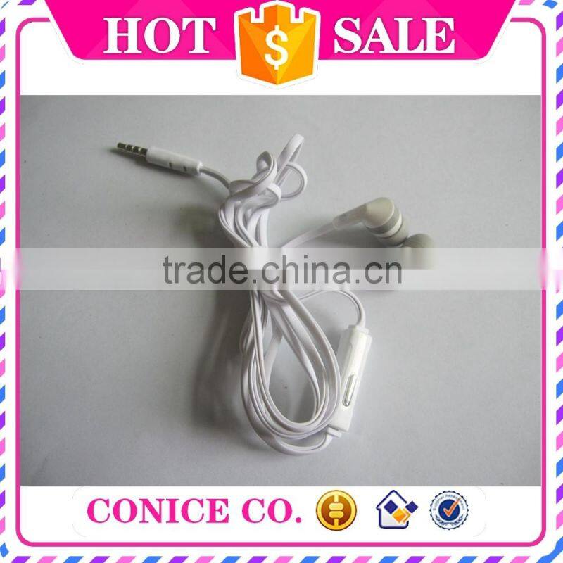 alibaba promotional cheap white flat cable silicone plug piston wired mic earphones