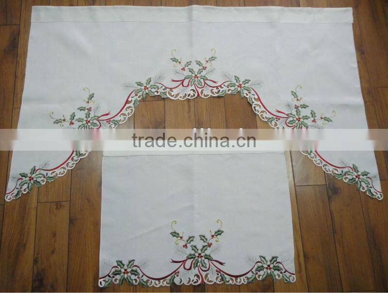 Christmas Kitchen Curtains with Christmas Leaves and Belts