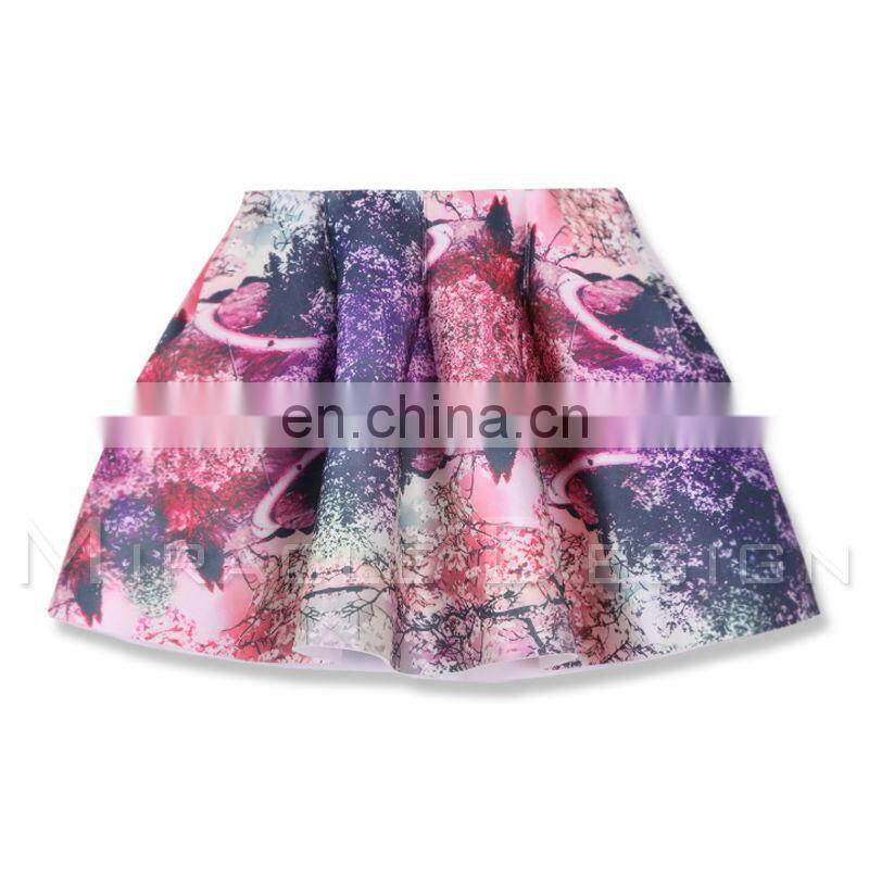 Lovely Printed Cotton Girls Skirt Big Sweep Elastic Colorful Prom Skirt