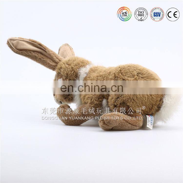 OEM sitting long ears brown soft plush rabbit toy with bag