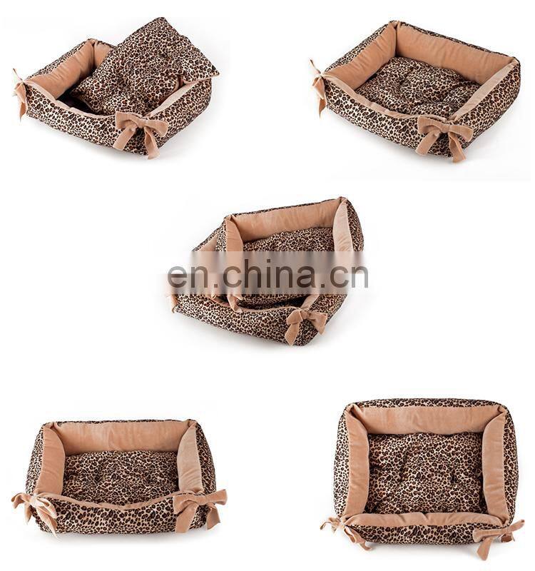 dog bed/Leopard square pet bed 2size/set