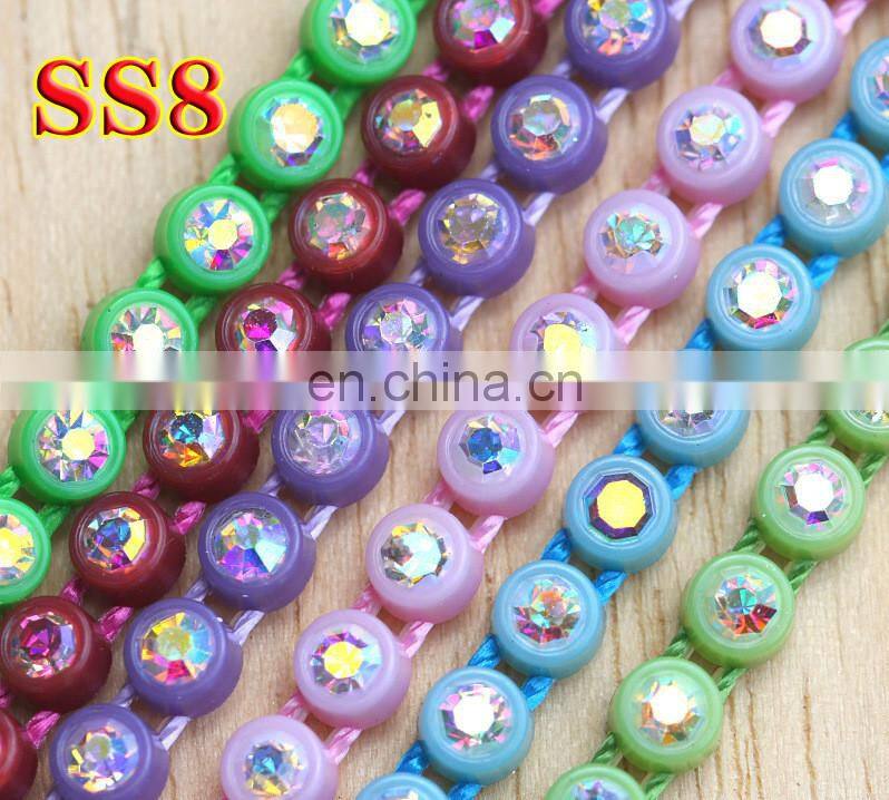 SS8 Plastic ab crystal rhinestone trimming for garments