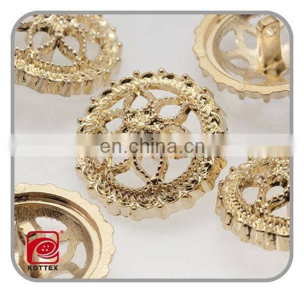 snowflakes shaped hollow out round shiny gold coat buttons,garment buttons for women