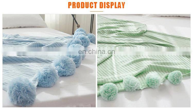 Nordic Custom Exploded Cotton Knitted Mesh Red Ball Rug Sofa Cover Blanket