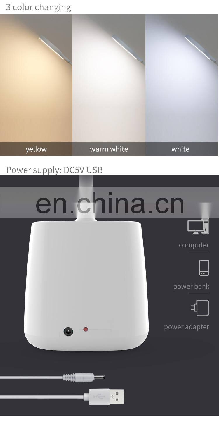 Bedroom led desk lamp with pen holder flexible usb table Touch dimmable multi-functional rechargeable bending table lamp led