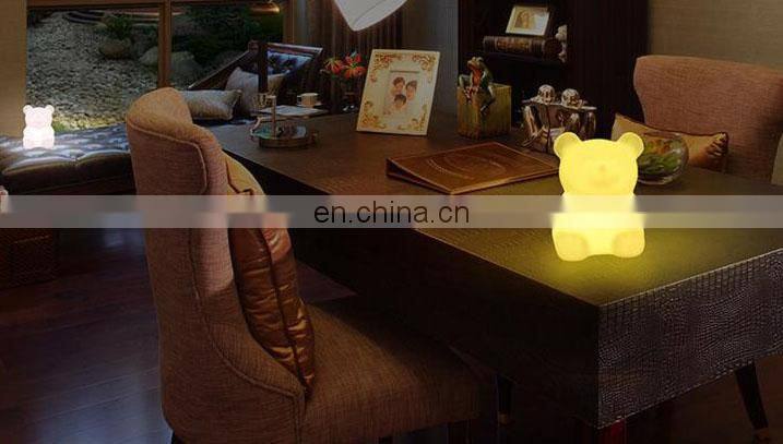 2019 Hot selling LED baby kid night light 7 colors flashing rechargeable cute design bear shape night lamp