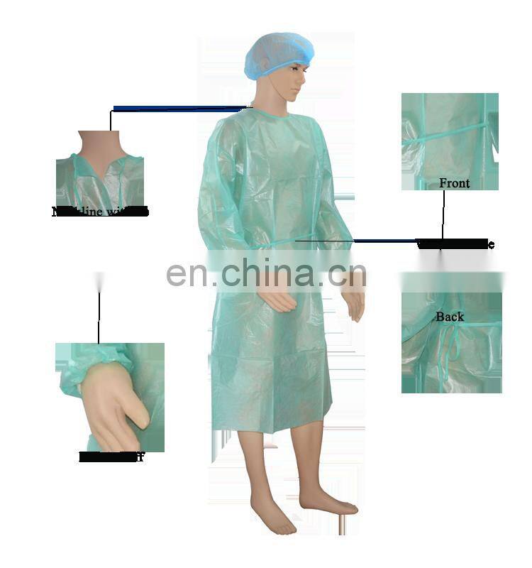 AAMI Level 2 PE Coating Surgical Gown Dental Medical Disposable Non-woven Isolation Gown