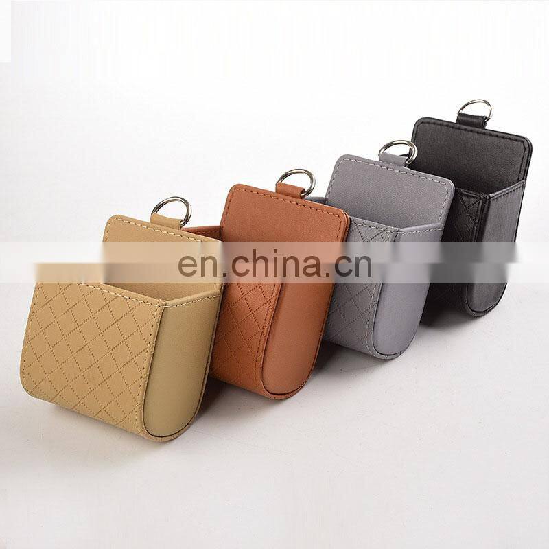 Car Storage Box Leather Organizer Bag Universal For Phone Coin Card Money Key Holder Hanging in Car Accessories Stowing Tidying
