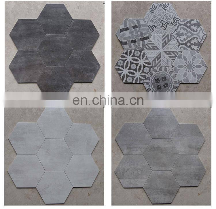 simple Nordic antique hexagon shape 300*260*115 tile art exhibition library floor tiles