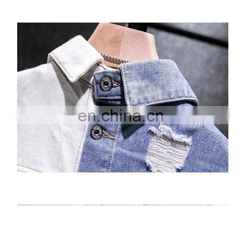 ustomized plus size men's jackets Korean style slim casual color matching male hip-hop denim jacket
