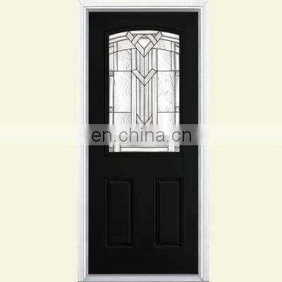 Modern interior black paint wood doors with frosted glass