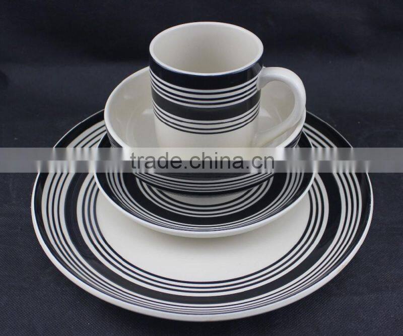 wholesale white stoneware ceramic dinner set with plates set and salad bowl and mugs