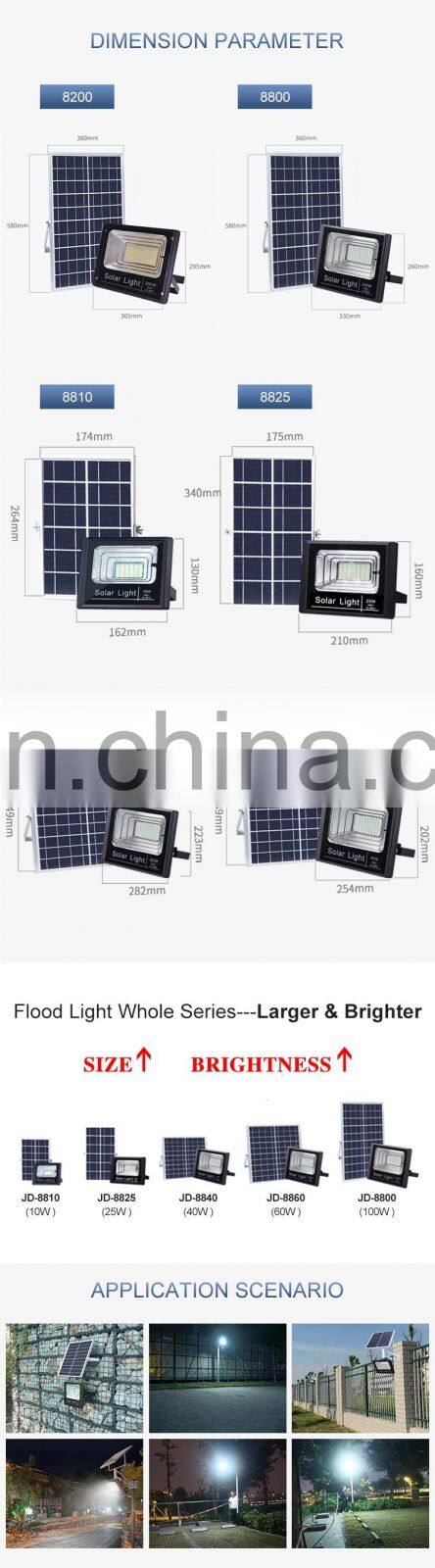 IP66 Outdoor Remote Control Reflector Solar LED Flood Light 100W
