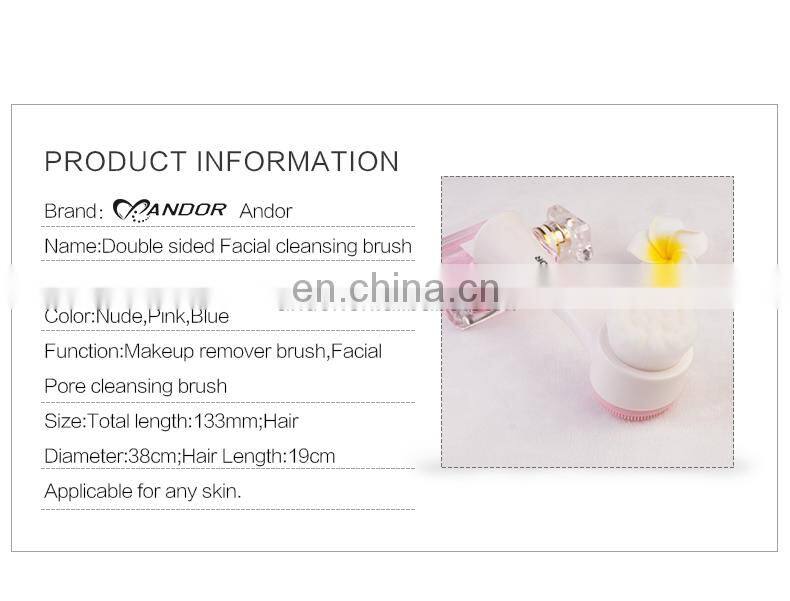 High Quality Exfoliating silicone synthetic head Facial  Cleansing  brush dual  side synthetic fiber  face cleanser