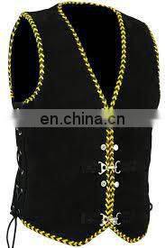 Genuine Leather Custom motorbike motorcycle racing riding leather Club vest Waistcoat new Zealand style motorcycle vest