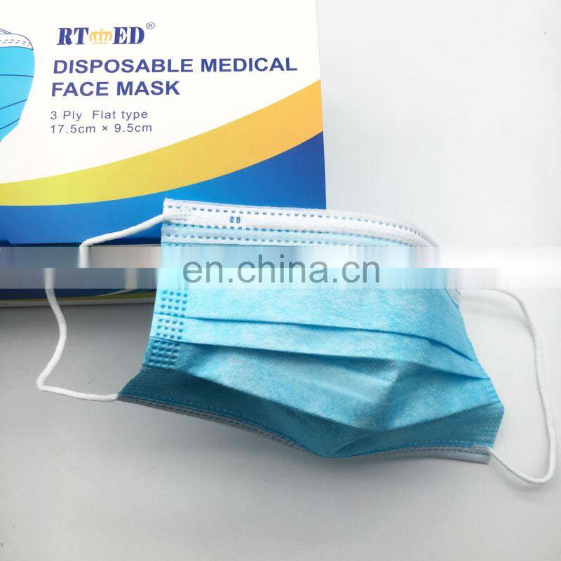 Disposable medical surgical face mask TYPE IIR 3ply earloop non-woven CE exporting white list EN14683:2019