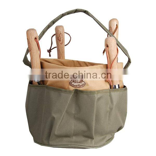 Multi Pocket Garden Tool Bag Heavy Duty Green Polyester Garden Tool Tote Bag