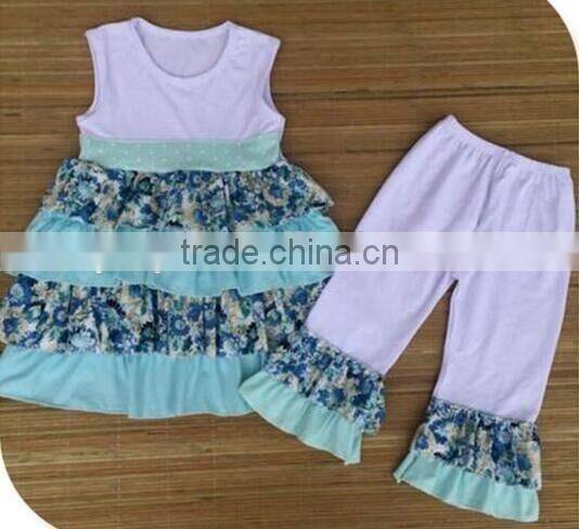bib long sleeve flowers printing clothes and stripe icing ruffle pants wholesale clothing market