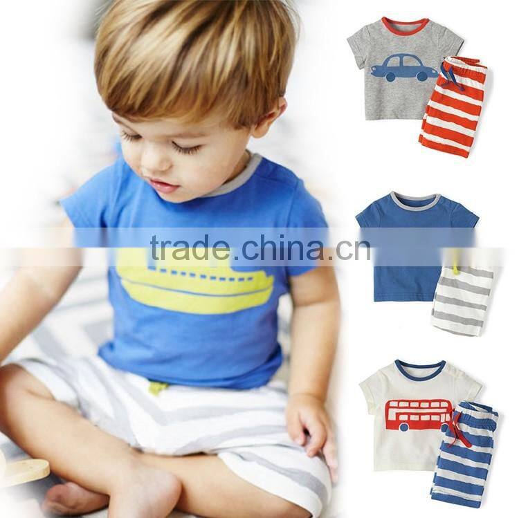 2016 Foreign Trade Baby Boy Cloth Cute Boy 12M-4Y Summer Harlen Outfits Cloth Sets Pure Cotton Shirt+Shorts Clothing Suits Sets