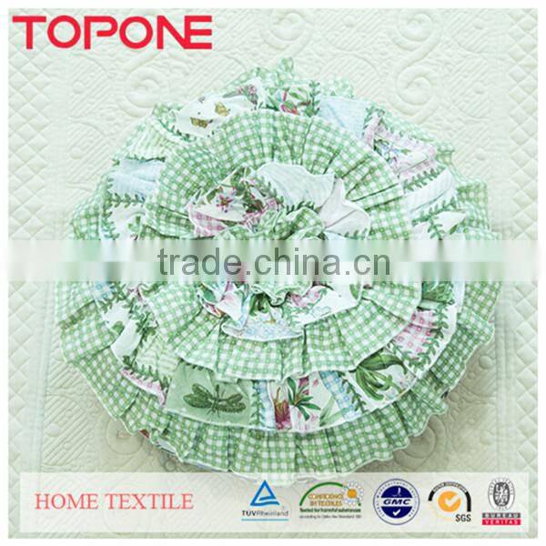 Japanese cheap floral green round ball patchwork cushion