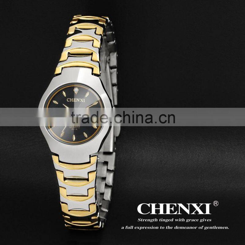 classic hot sale new calendar watch , gold plated 5ATM waterproof gold double date watch for couples 601A