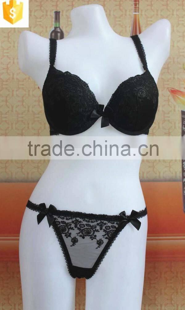 2016 sexy tranparent printing mesh padded cup bra panty sets for women