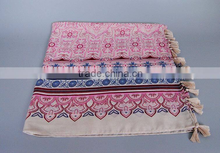 2016 New Design Stylish Printed Cotton Tassel Arab Girl Muslim Hijab