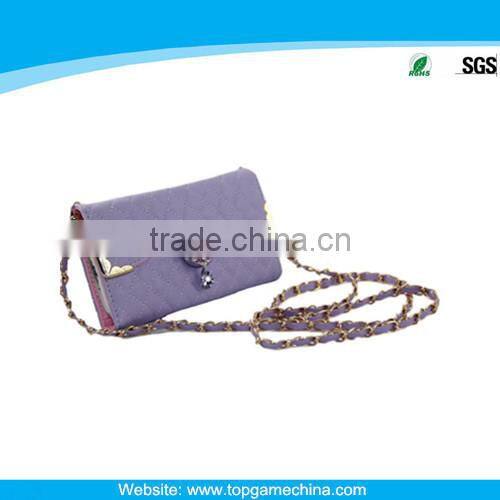 Wallet leather case cover for samsung galaxy s4 active with hand chain