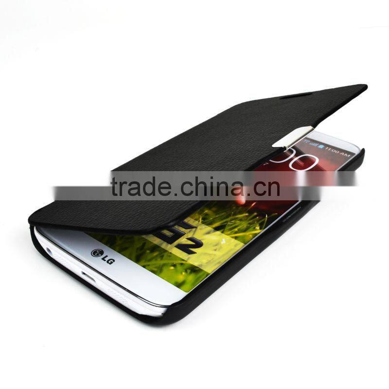 For LG G2 Mobile Phones Stylish Lichee PU Leather Magnetic Flip Case Cover