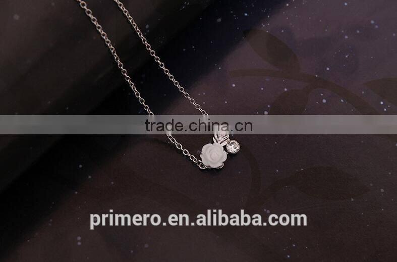 Silver Filled Pretty Rose Flower Necklace Breaclet Earring 3pcs/set Fashion Jewelry Sets For Woman