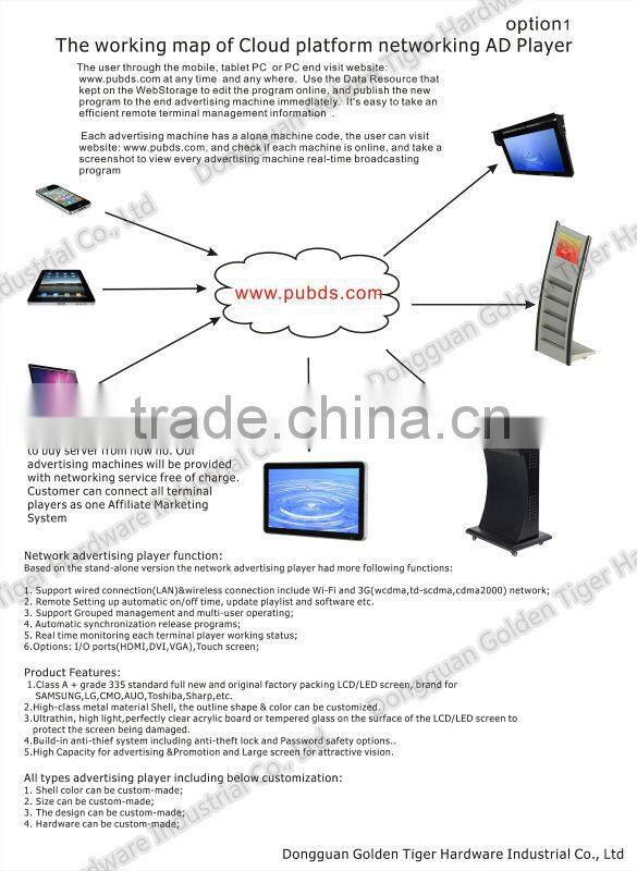 37" club led display screen indoor advertising display holder network video wifi board android kiosk video player