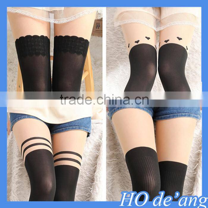 Hogift 2016 hot selling Japanese Harajuku stitching stockings pantyhose girls Tattoo stockings