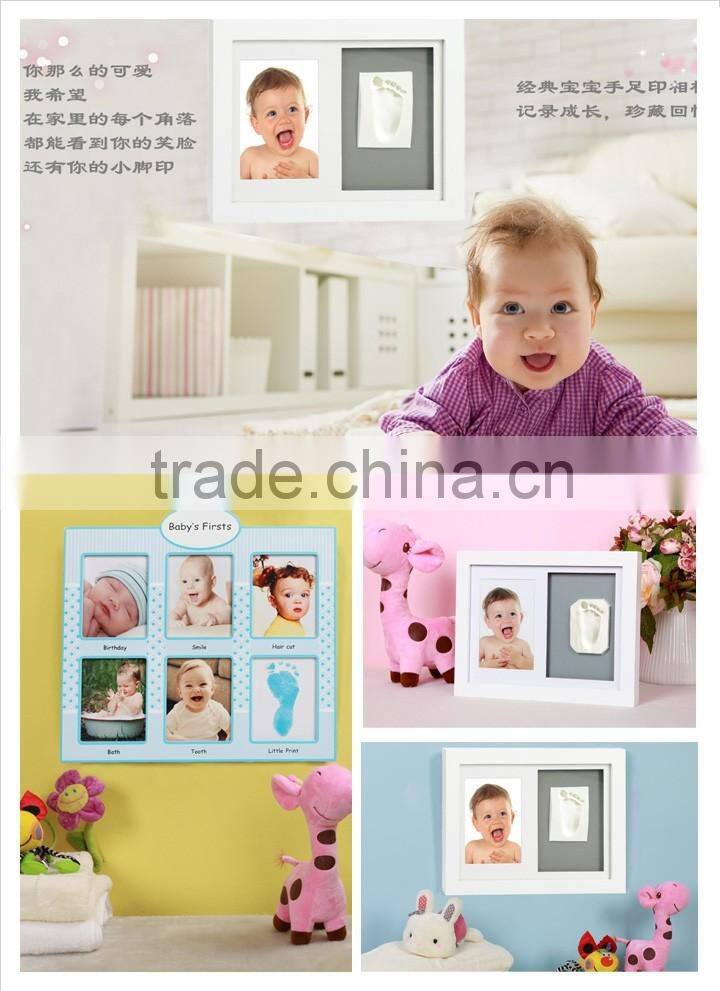 High quality baby hand imprint with wall wood frame moulding sculpture
