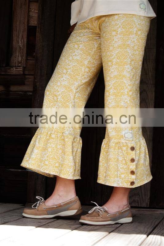 Mix color and buttons mother and daughter dress clothing sets with Printed fabric