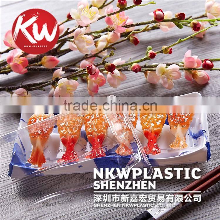 KW-0001 Disposable Platic Customized pattern sushi to go box/container for take away