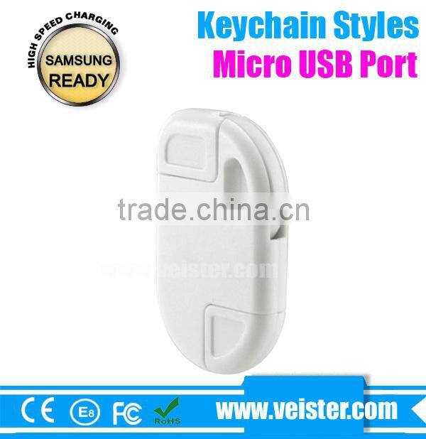 micro usb power data cable with keychain for blackberry HTC