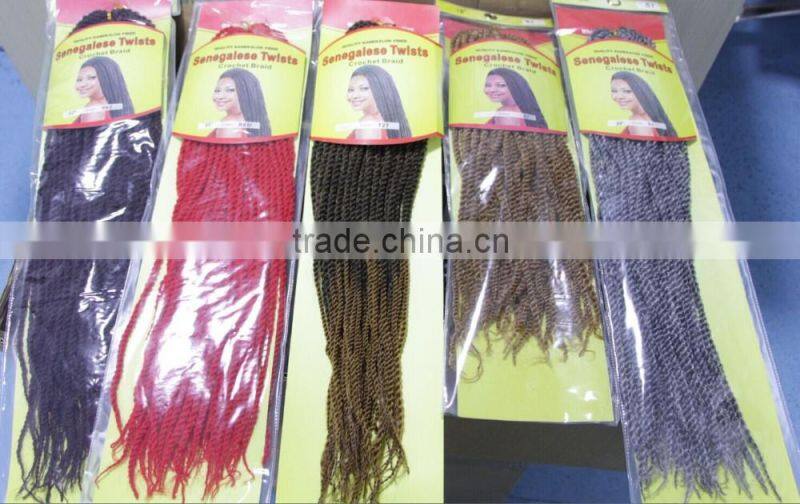 Hot selling 100g 18inch high quality synthetic crochet senegalese twist kinky braid hair