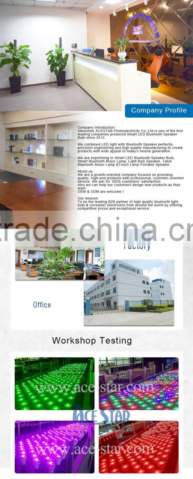 2016 Portable muti-functional speaker system wireless LED music bulb audio speakers